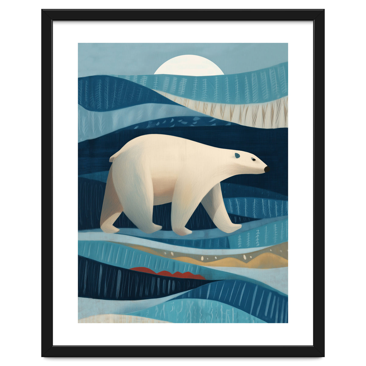 Polar Bear In The Blue Arctic