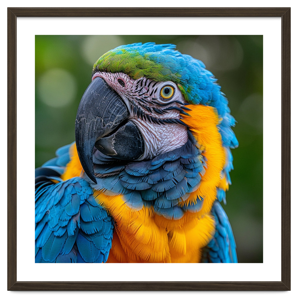 Close Up Blue And Yellow Macaw Parrot Face