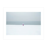A walking woman in the winter snow beach (Print Only) thumbnail