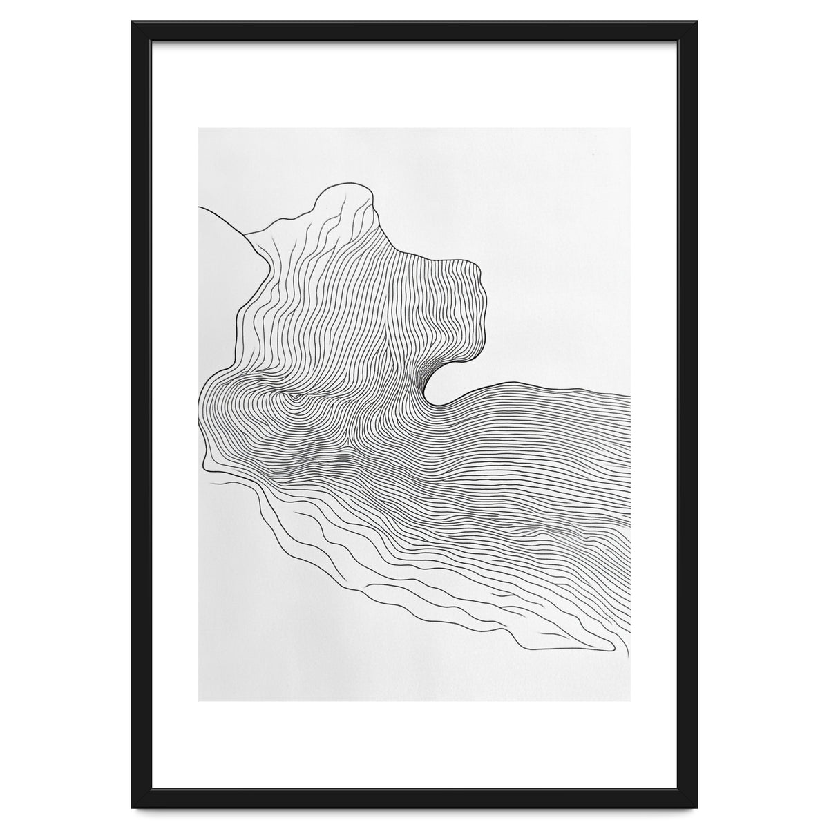 Abstract Black And White Organic Flowing Lines Pattern