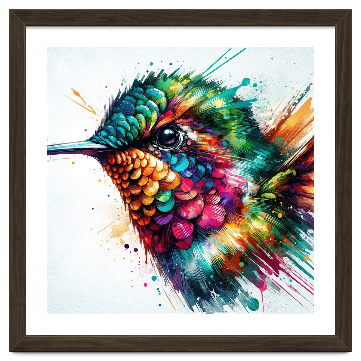 Watercolor Hummingbird Portrait