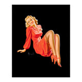 Smiling Pinup Woman Posing In Red Dress (Print Only) thumbnail