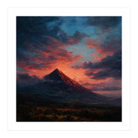 Majestic Mountain Peak at Sunset (Print Only)