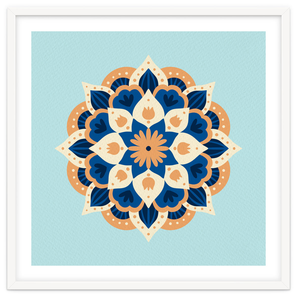 Mandala flower - orange and blue