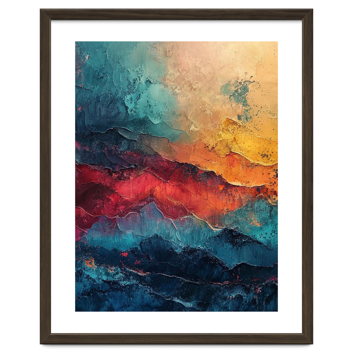 Abstract Textured Mountain Landscape