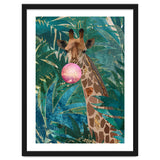 Giraffe blowing a bubble in the jungle thumbnail