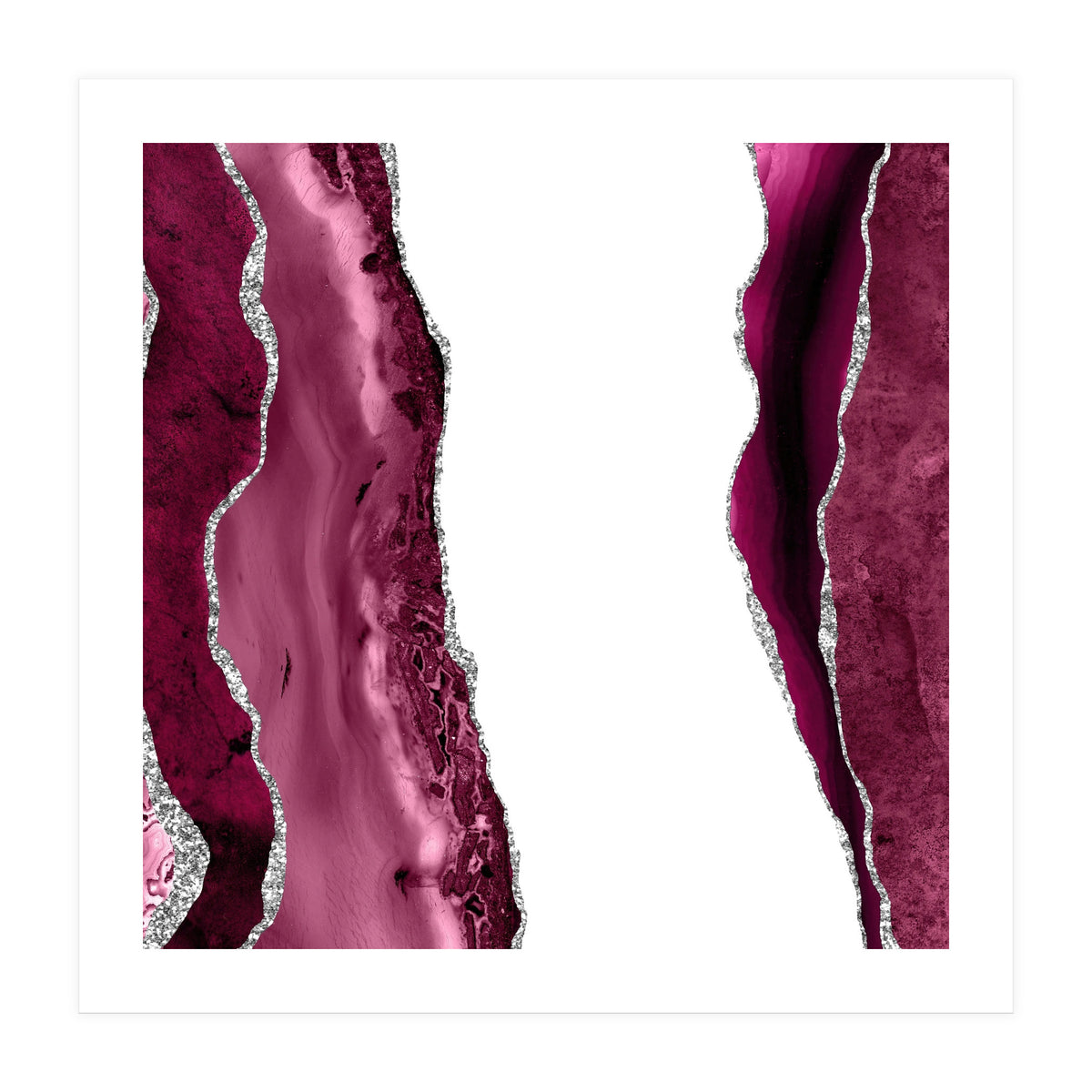 Burgundy & Silver Agate Texture 06  (Print Only)