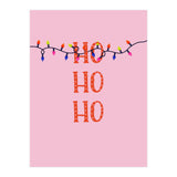 HO HO HO Christmas Lights Art, Pink Holiday Illustration, Modern Festive Quote (Print Only) thumbnail