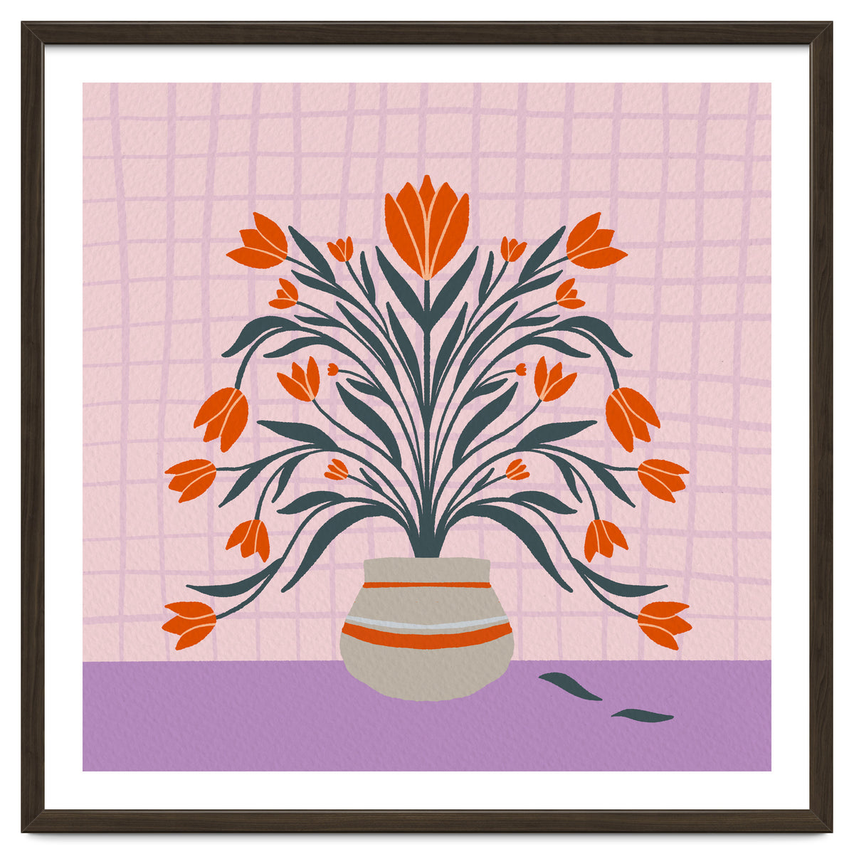 Tulips in a vase - orange and violet