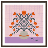 Tulips in a vase - orange and violet