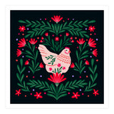 Blooming Chicken Green And Red (Print Only) thumbnail