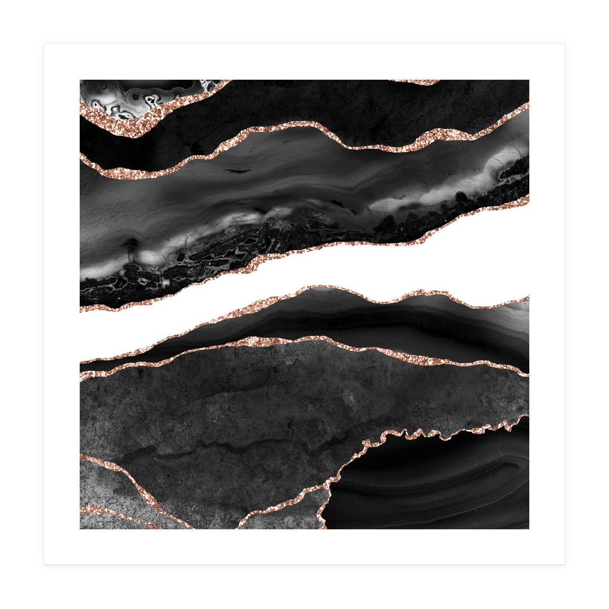Black & Rose Gold Agate Texture 08  (Print Only)