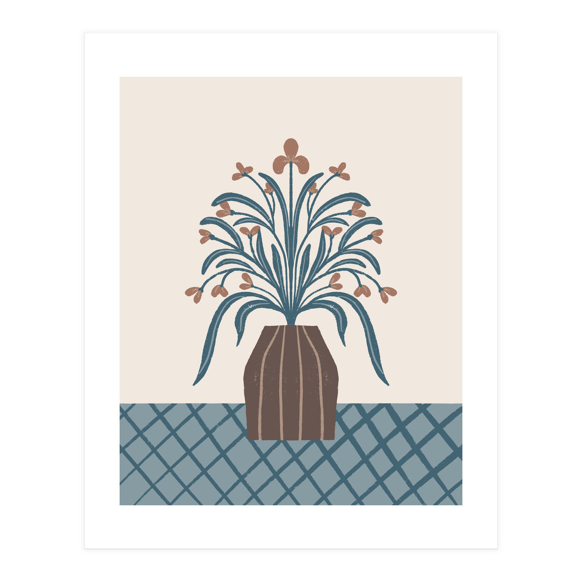 Earthy Modern Vase with Florals (Print Only)