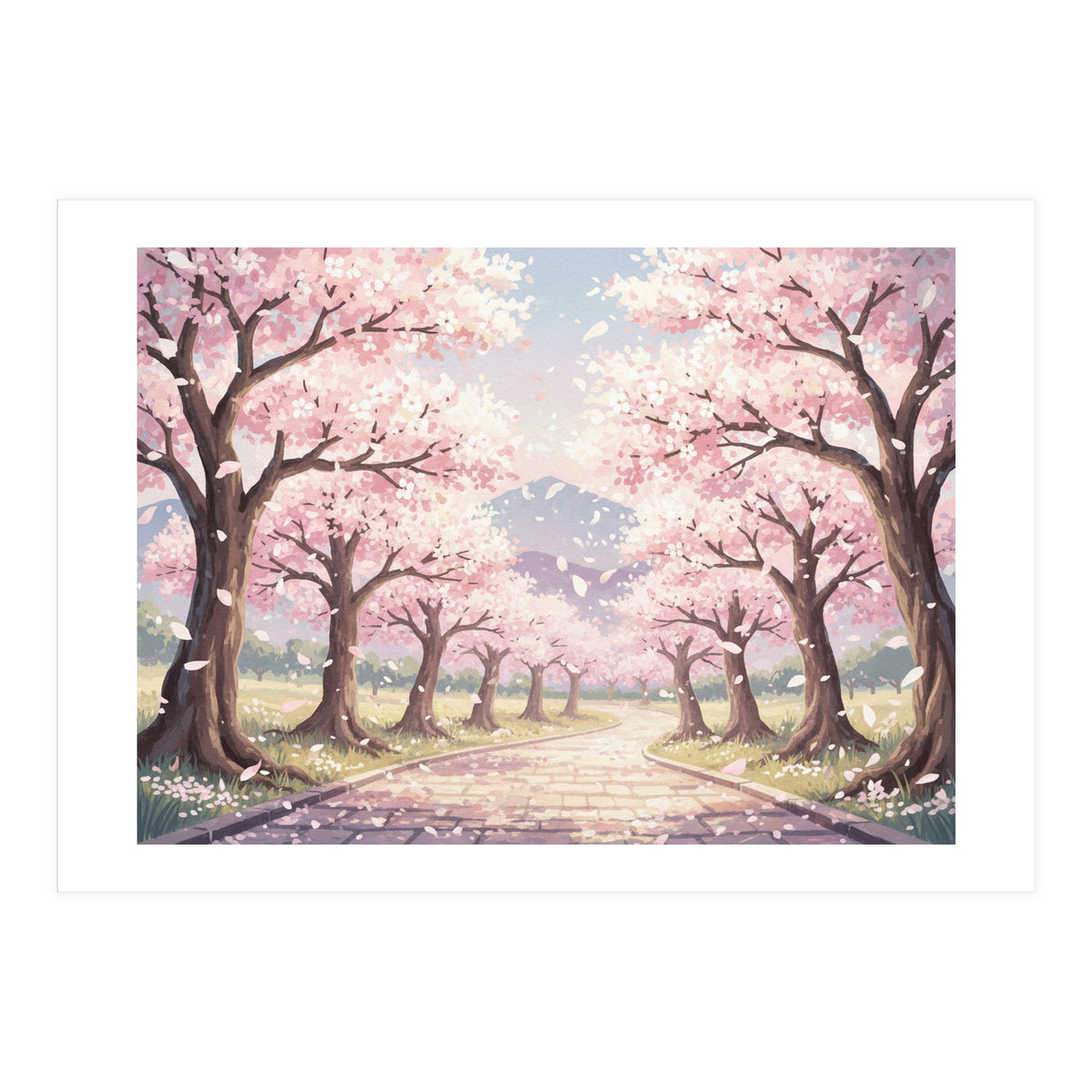 Sakura Path: Serene Cherry Blossom Avenue (Print Only)