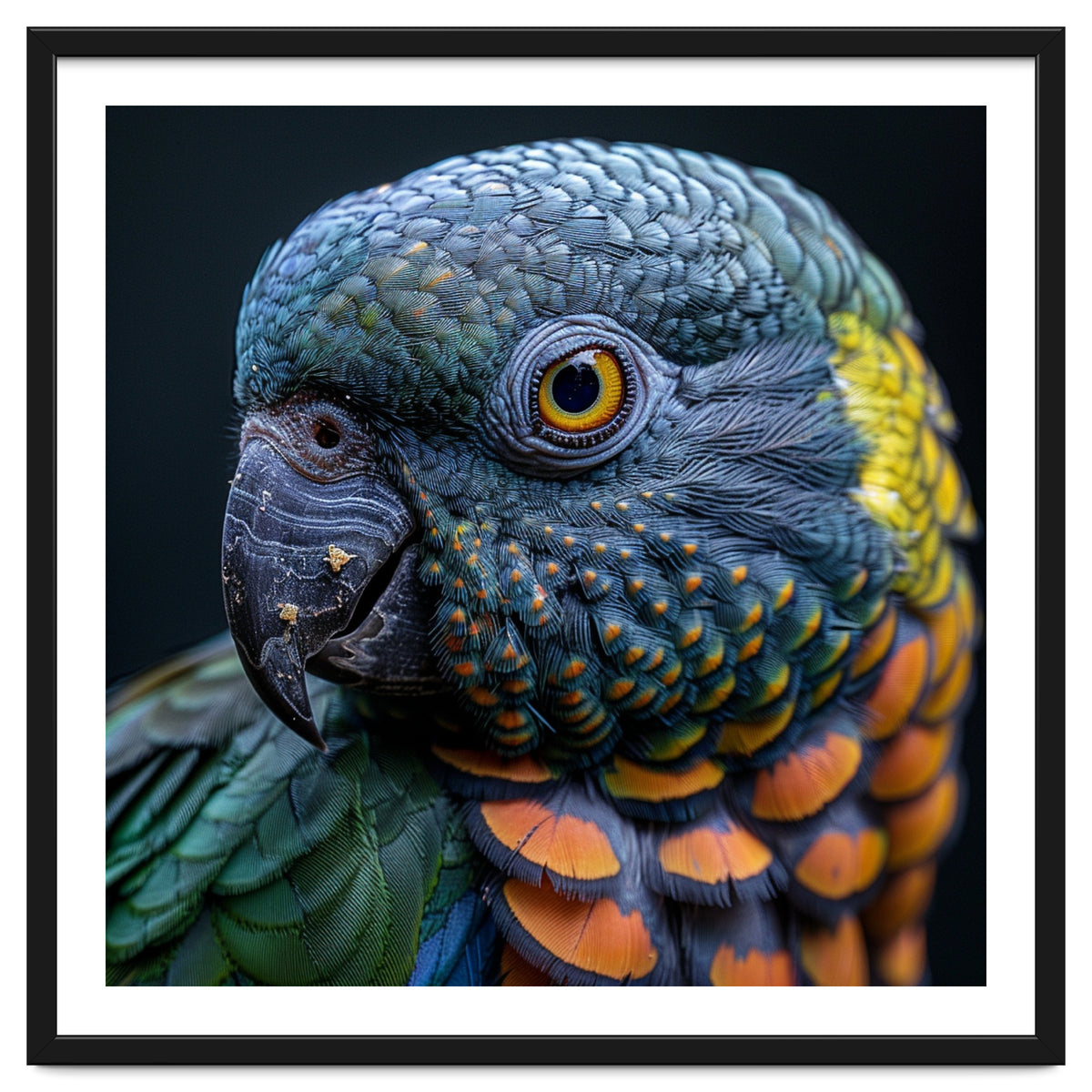 Close Up Portrait Of A Colorful Parrot's Face