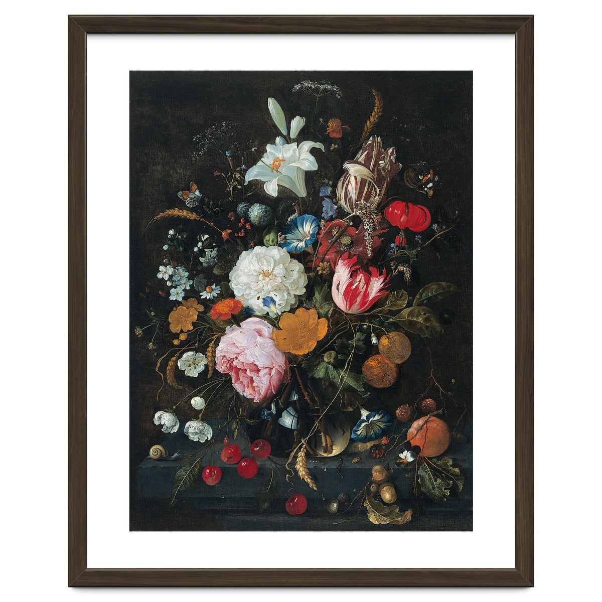 Jan Davidsz. de Heem (Utrecht, 1606-Amberes, 1683/4). Flowers in a glass Vase with Fruit (ca. 166...
