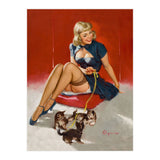 Pinup Sexy Girl Playing With Her Little Cats (Print Only) thumbnail