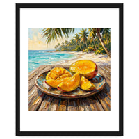 Tropical Mango Beach Oil Painting