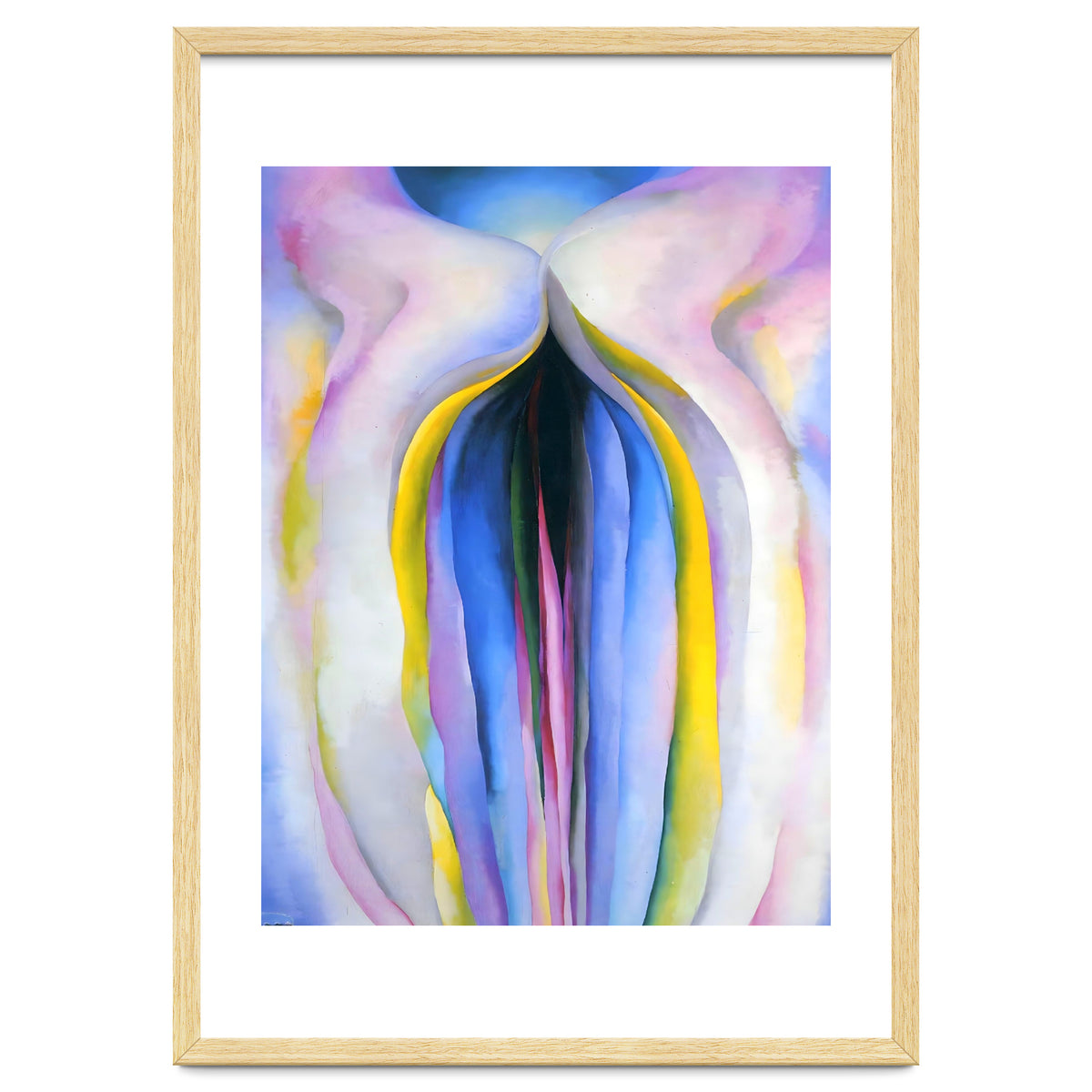 Georgia O’Keeffe – Grey Line with Black, Blue and Yellow (1923) | Elegant Abstract Modernist Composition with Bold Color Contrast