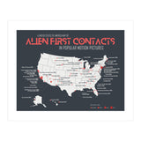 USA Map of Alien First Contacts in Movies (Print Only) thumbnail