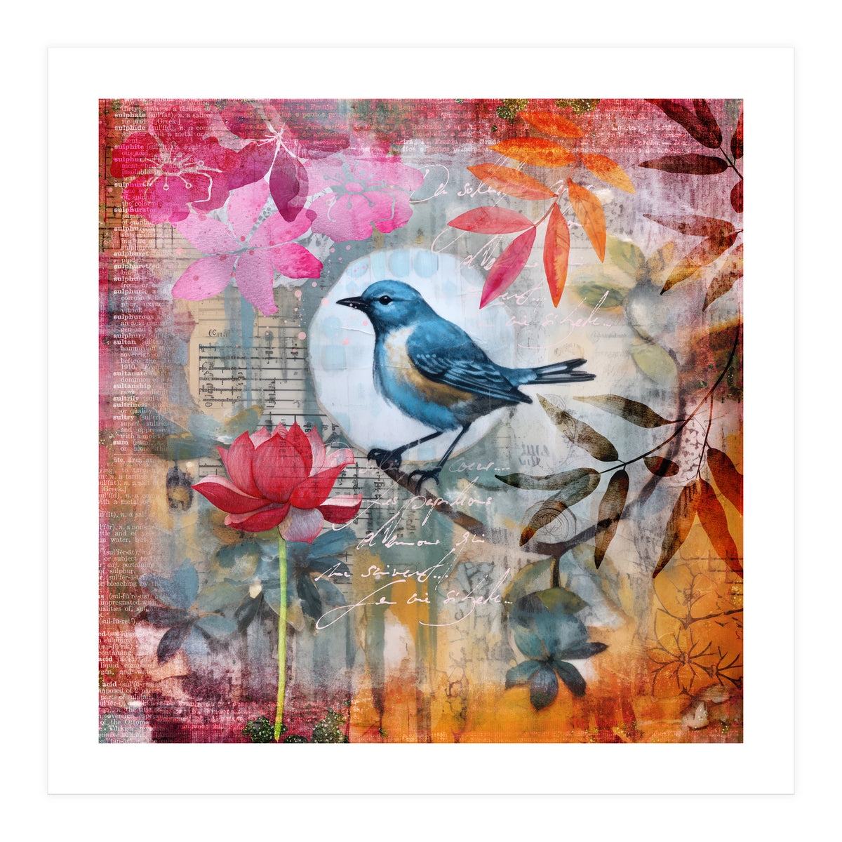 Bird Colorful Collage  (Print Only)