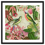 Exotic Lush Rainforest With Colorful Parrots And Flowers thumbnail