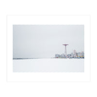 Amusement park in the winter seascape (Print Only)