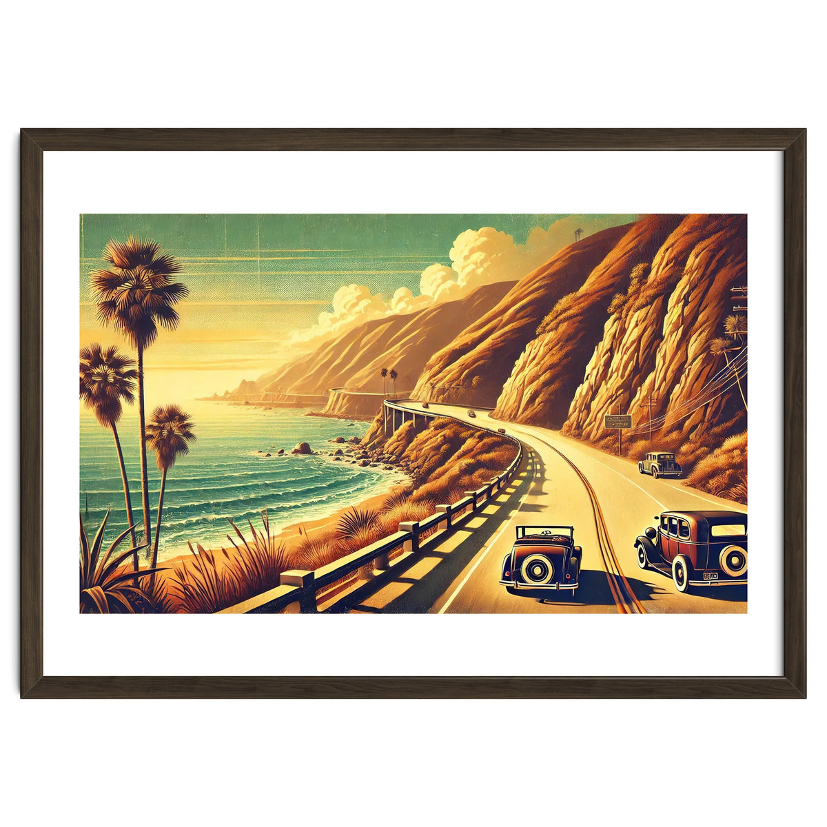 Vintage Coastal Road Journey Poster