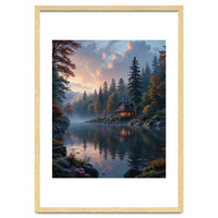 Serene Lakeside Retreat in Autumn Forest