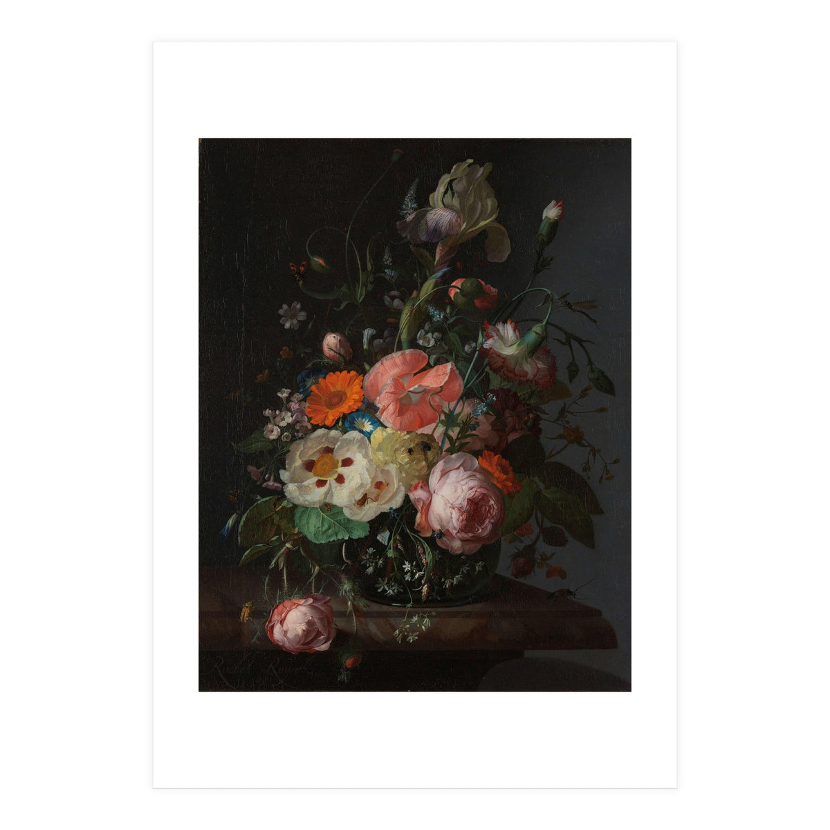 Still Life with Flowers on a Marble Tabletop. Dating: 1716. Measurements: h 48.5 cm × w 39.5 cm. (Print Only)