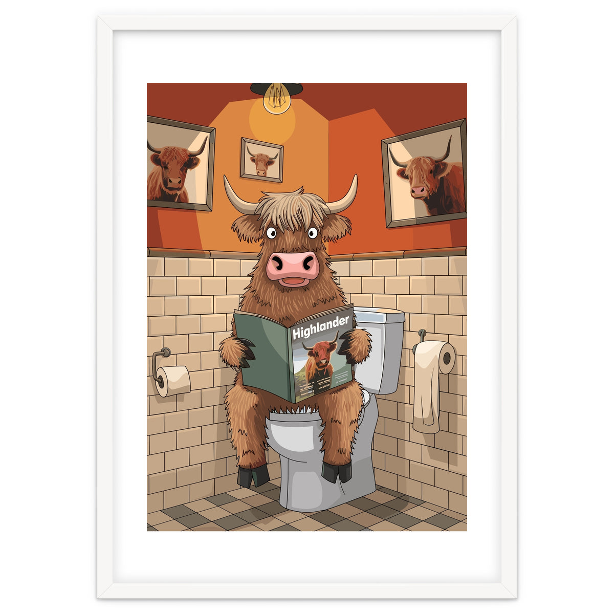 Highland Cow On The Toilet