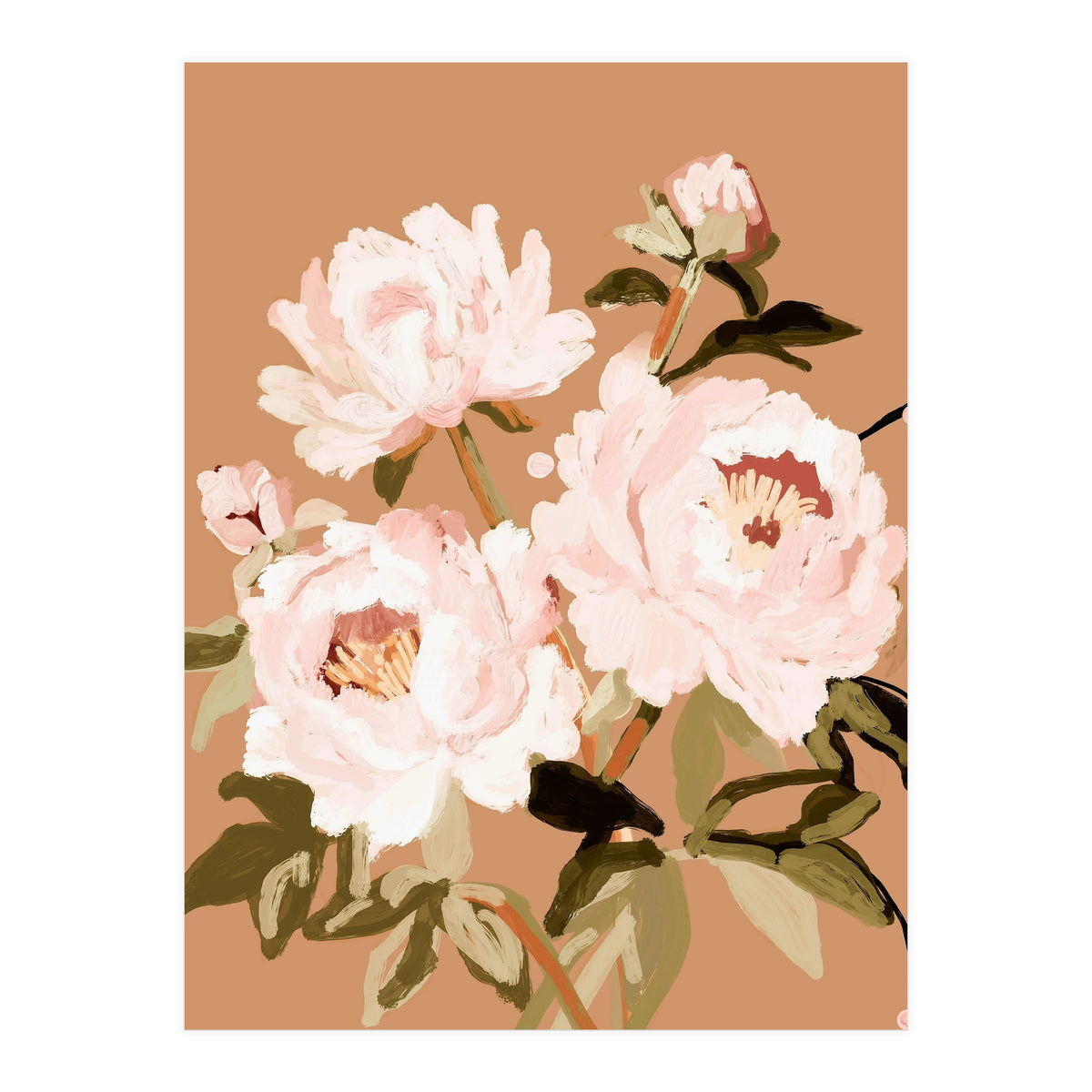 Blush Peony Painting, Floral Wall Art, Neutral Flower Print, Peony Art  (Print Only)