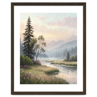 Dreamy Alpine Valley Landscape Painting