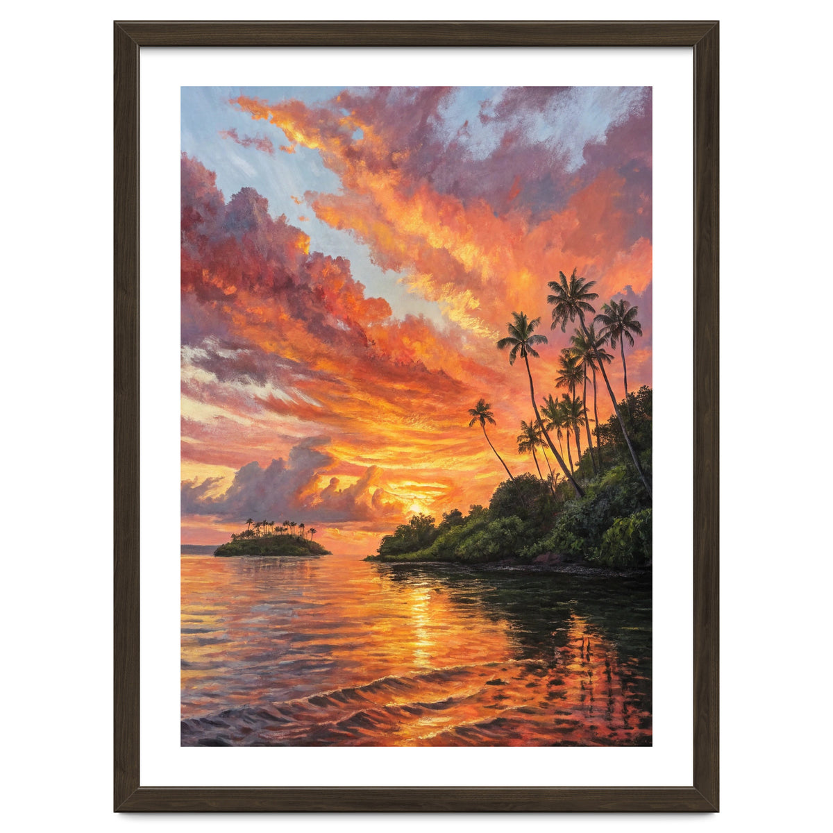 Impressionist Tropical Sunset Over Paradise Island