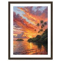 Impressionist Tropical Sunset Over Paradise Island