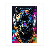 Panther In Headphones And Glasses (Print Only)