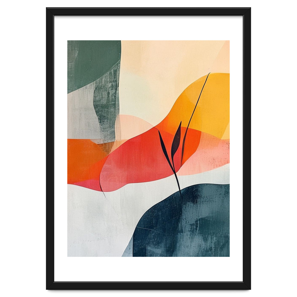 Minimalist Botanical Abstract Art with Organic Overlapping Shapes