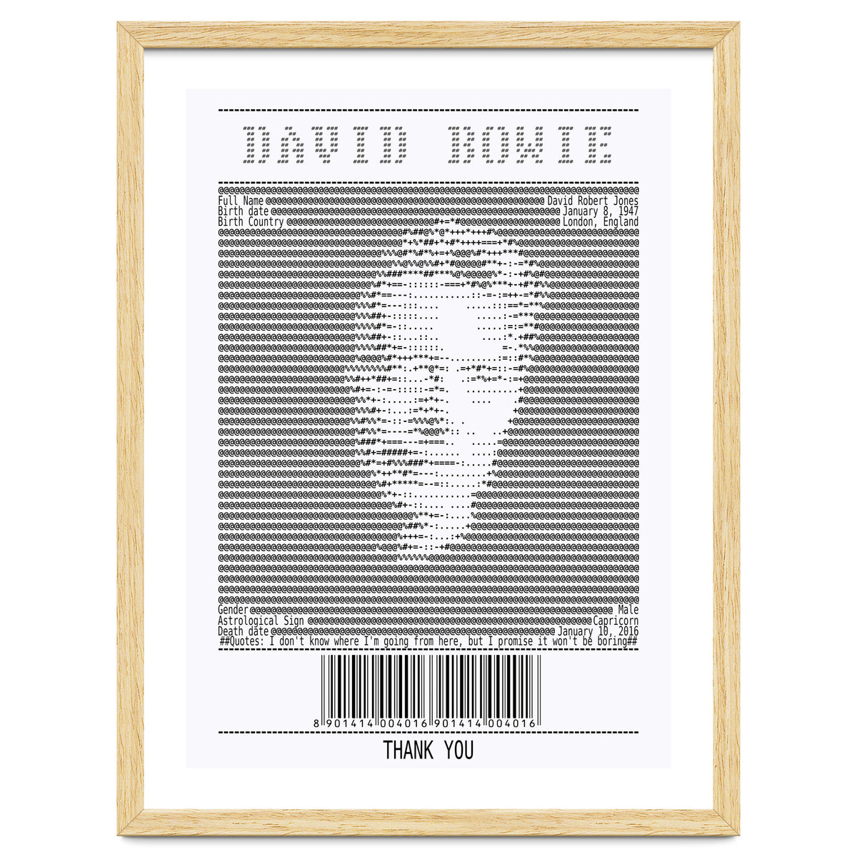 Receipt Art David Bowie Quotes