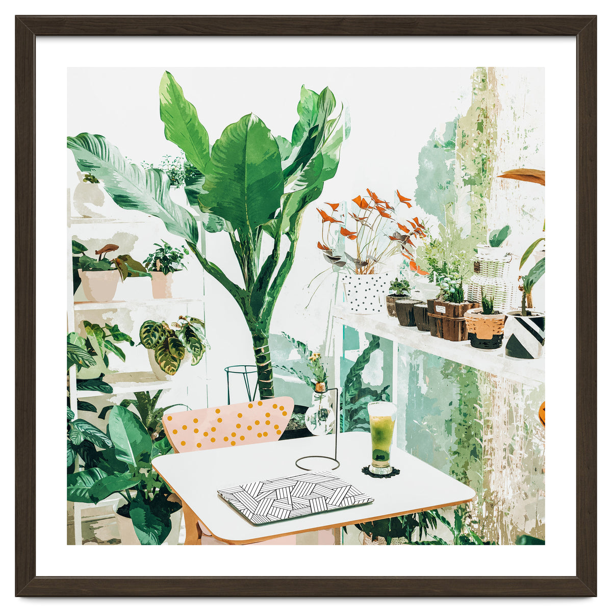 Junglow, Urban Jungle Botanical Home decor, Tropical Plants Interior Design Plant Lady Painting