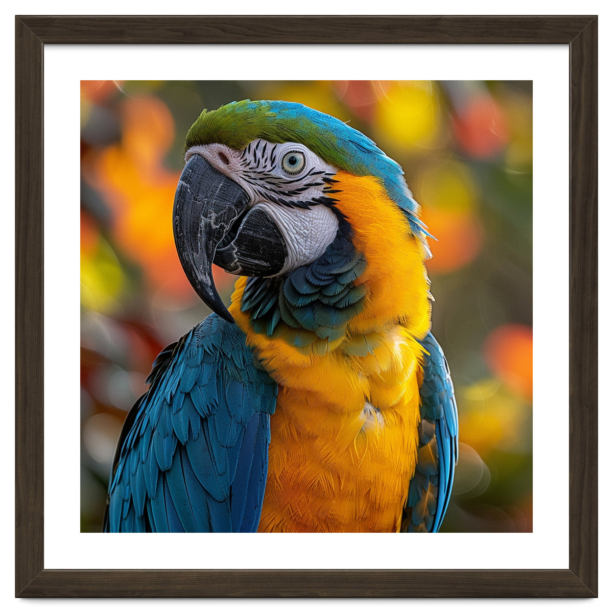 Blue And Gold Macaw Parrot Close Up Portrait