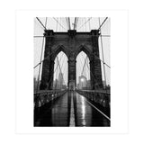 Brooklyn Bridge Black and White, Moody NYC Architecture, Rainy Urban Photography (Print Only) thumbnail