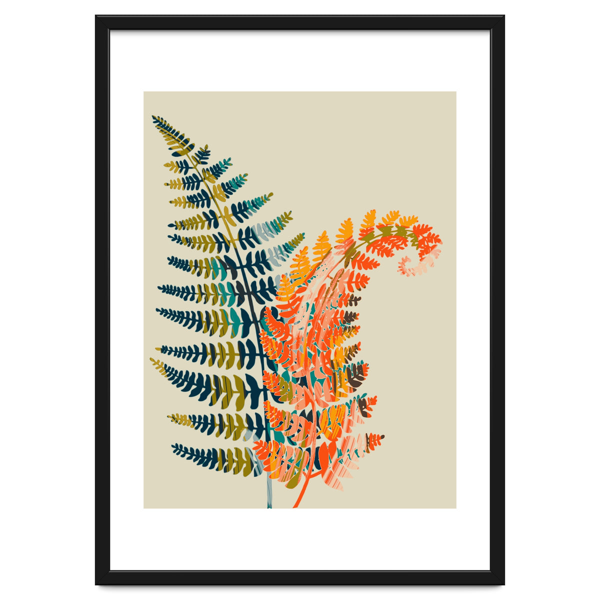 Colorful Fern Leaves