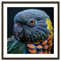 Close Up Portrait Of A Colorful Parrot's Face