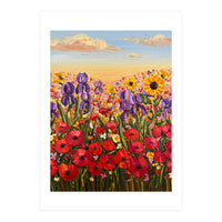 Vibrant Wildflower Field Oil Painting (Print Only)