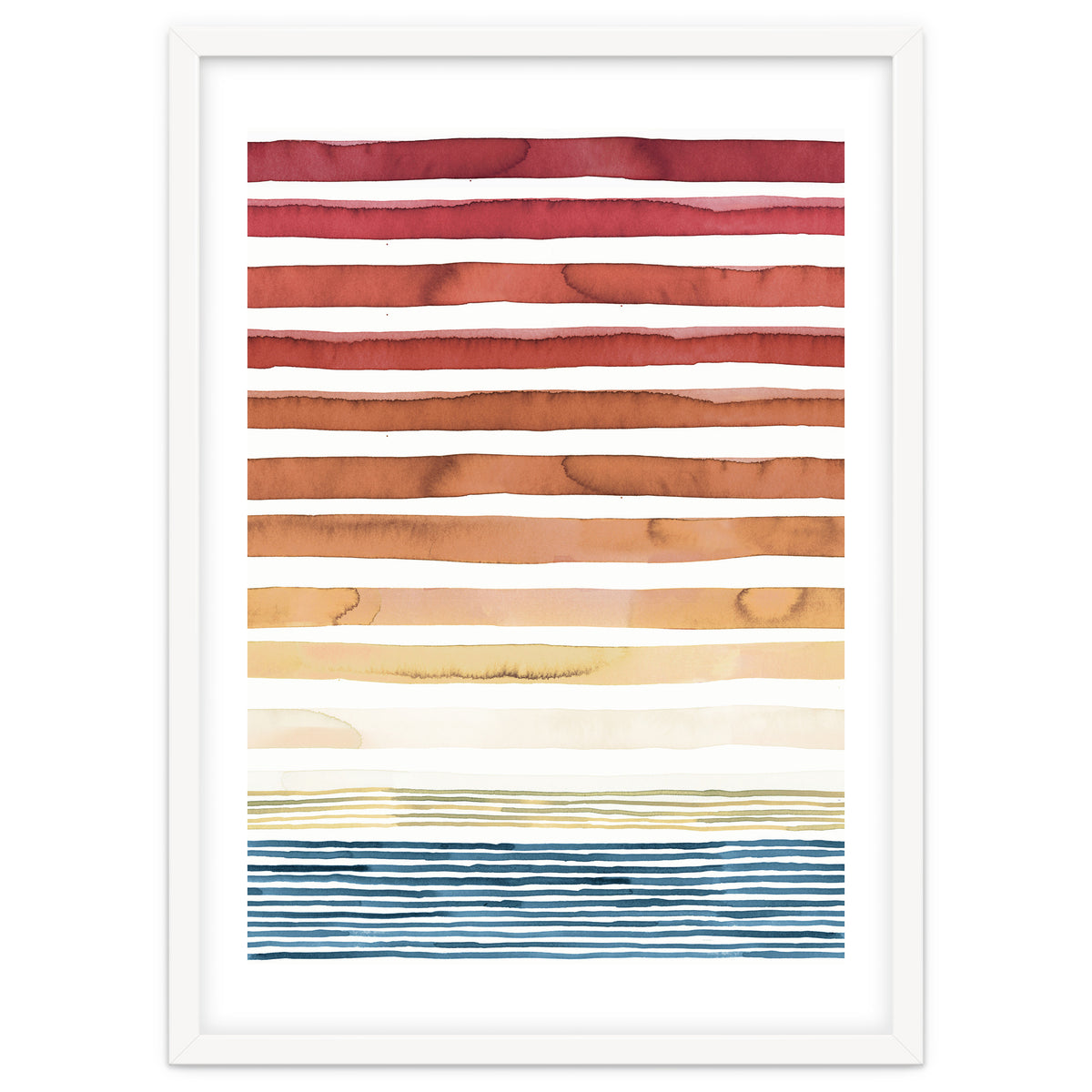Watercolour Sunset Stripes Orange