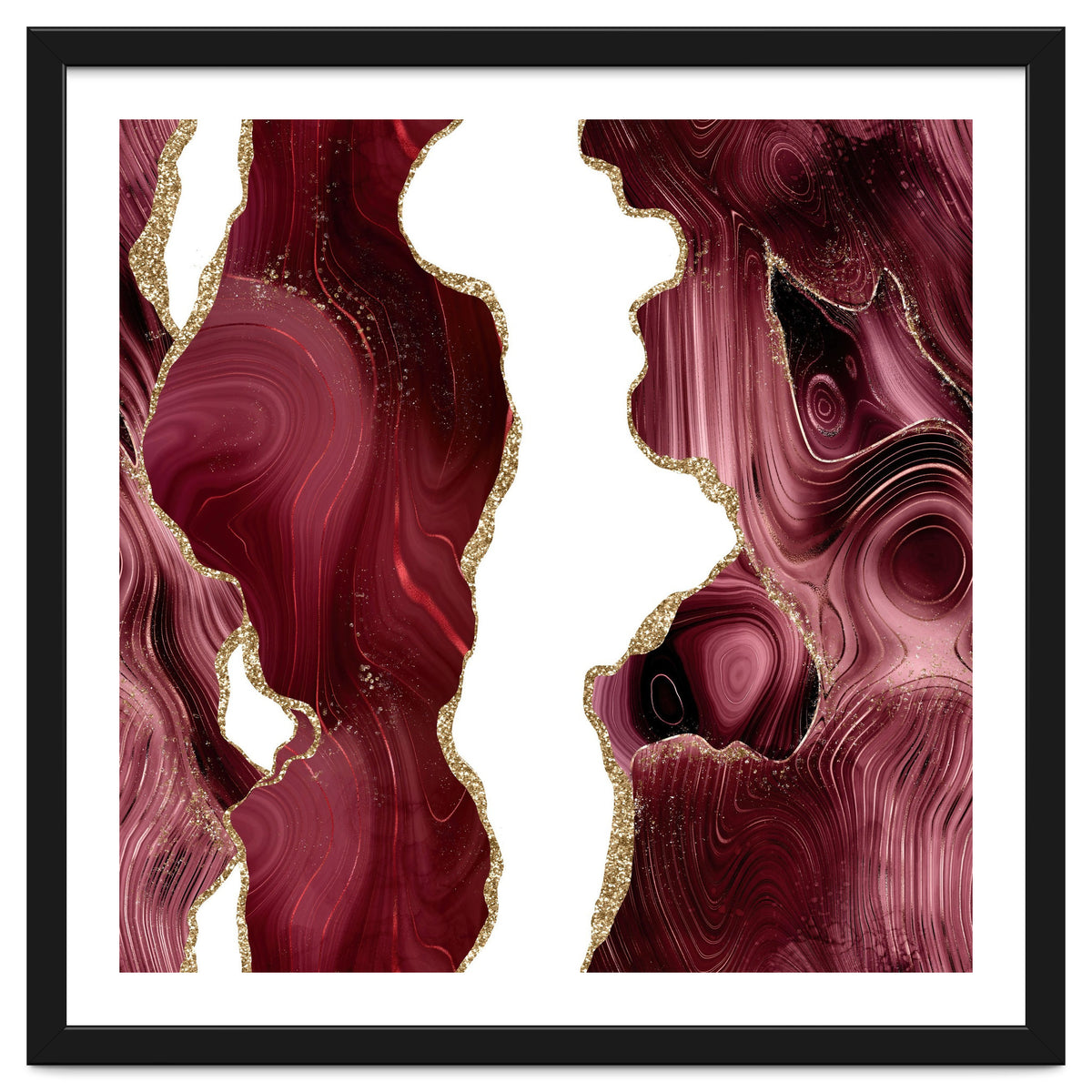 Burgundy & Gold Glitter Agate Texture 05