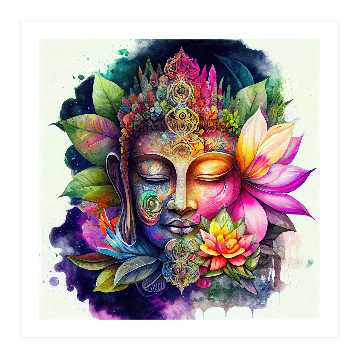 Floral Awakening Buddha (Print Only)