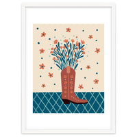 Mocha Cowboy boot with flowers