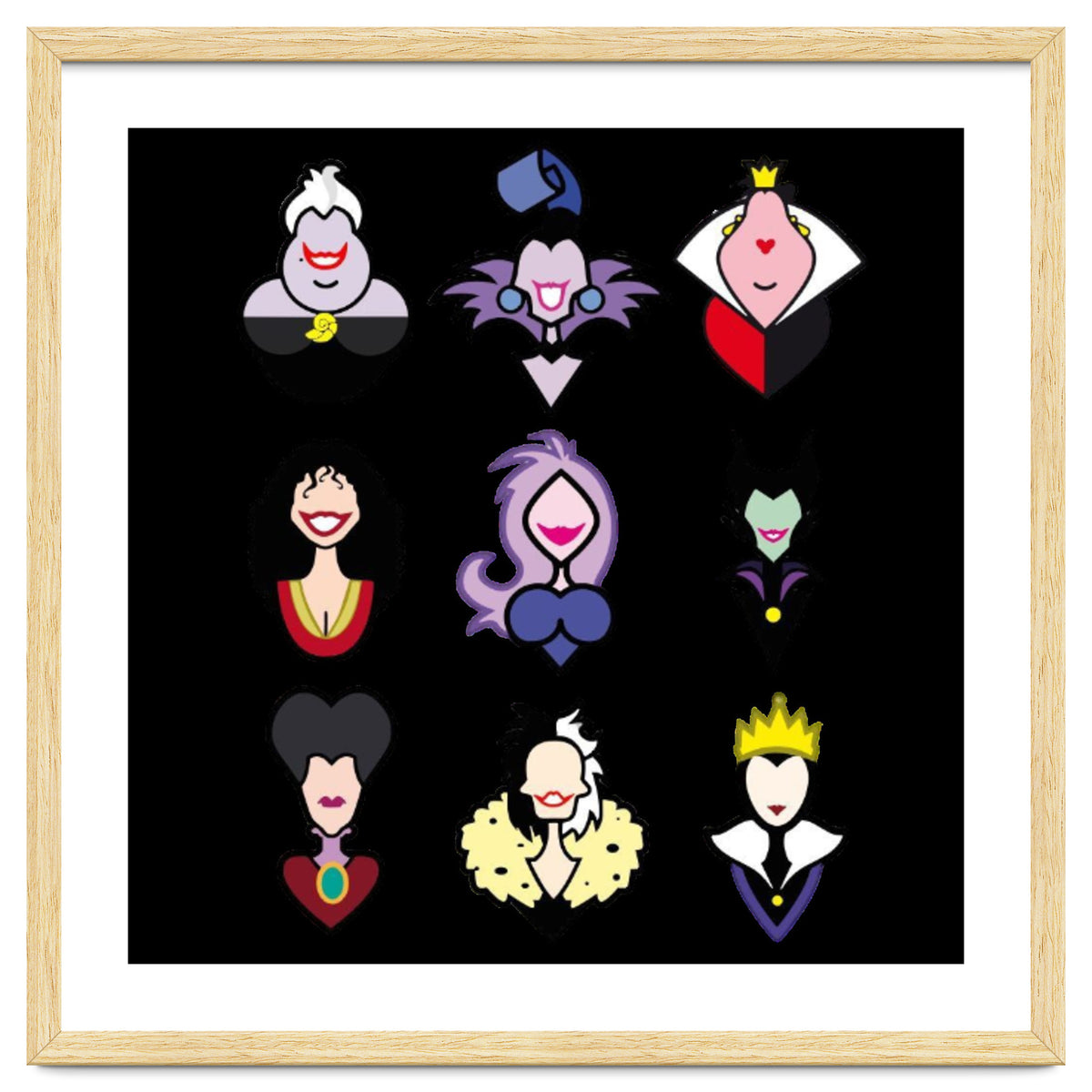 Disney Villains Cartoon Minimalist Faces