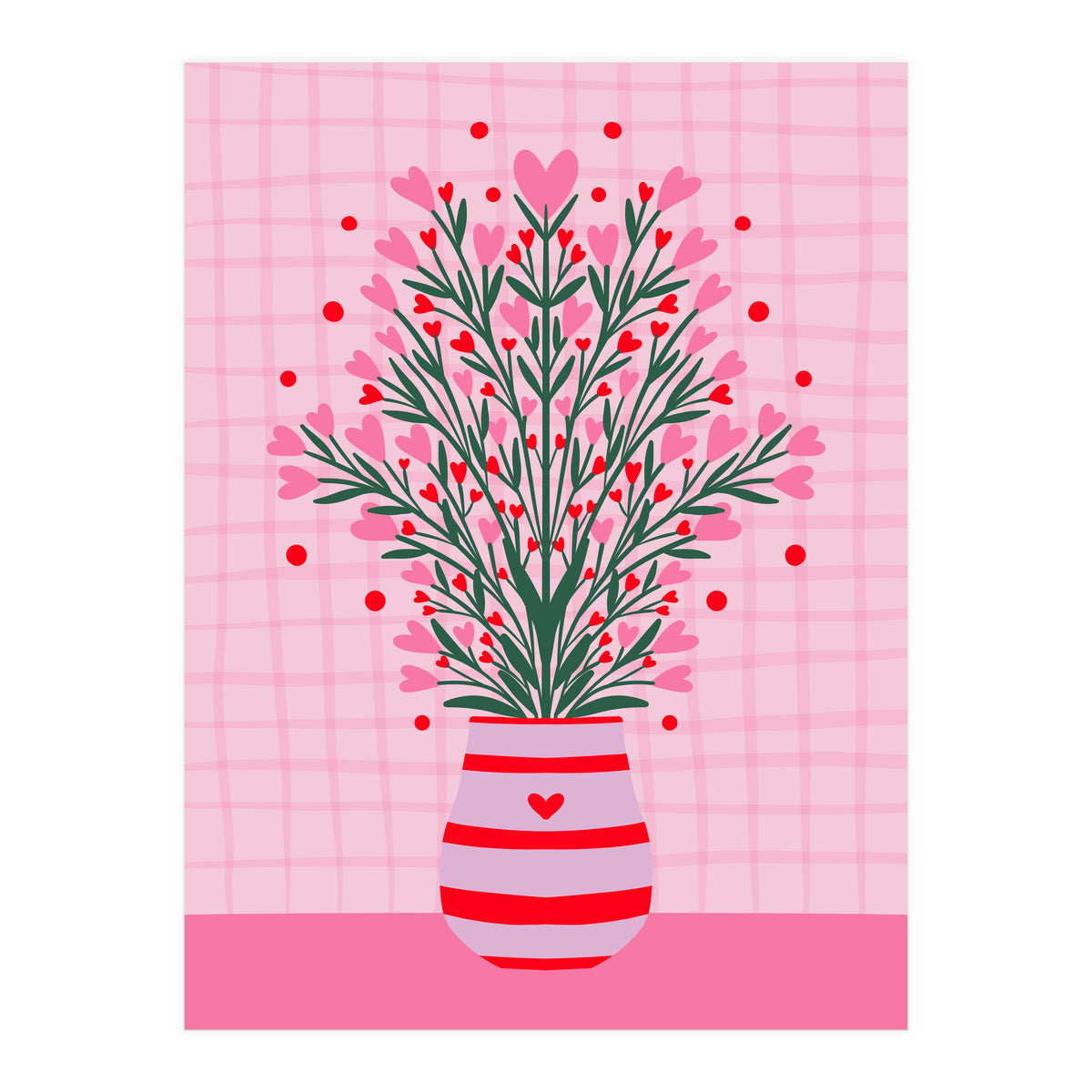 Heart Flowers Vase (Print Only)